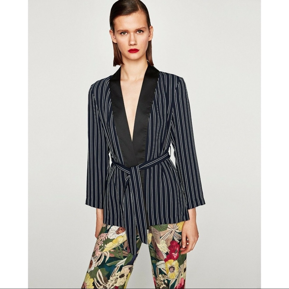 Striped Satin Kimono Jacket